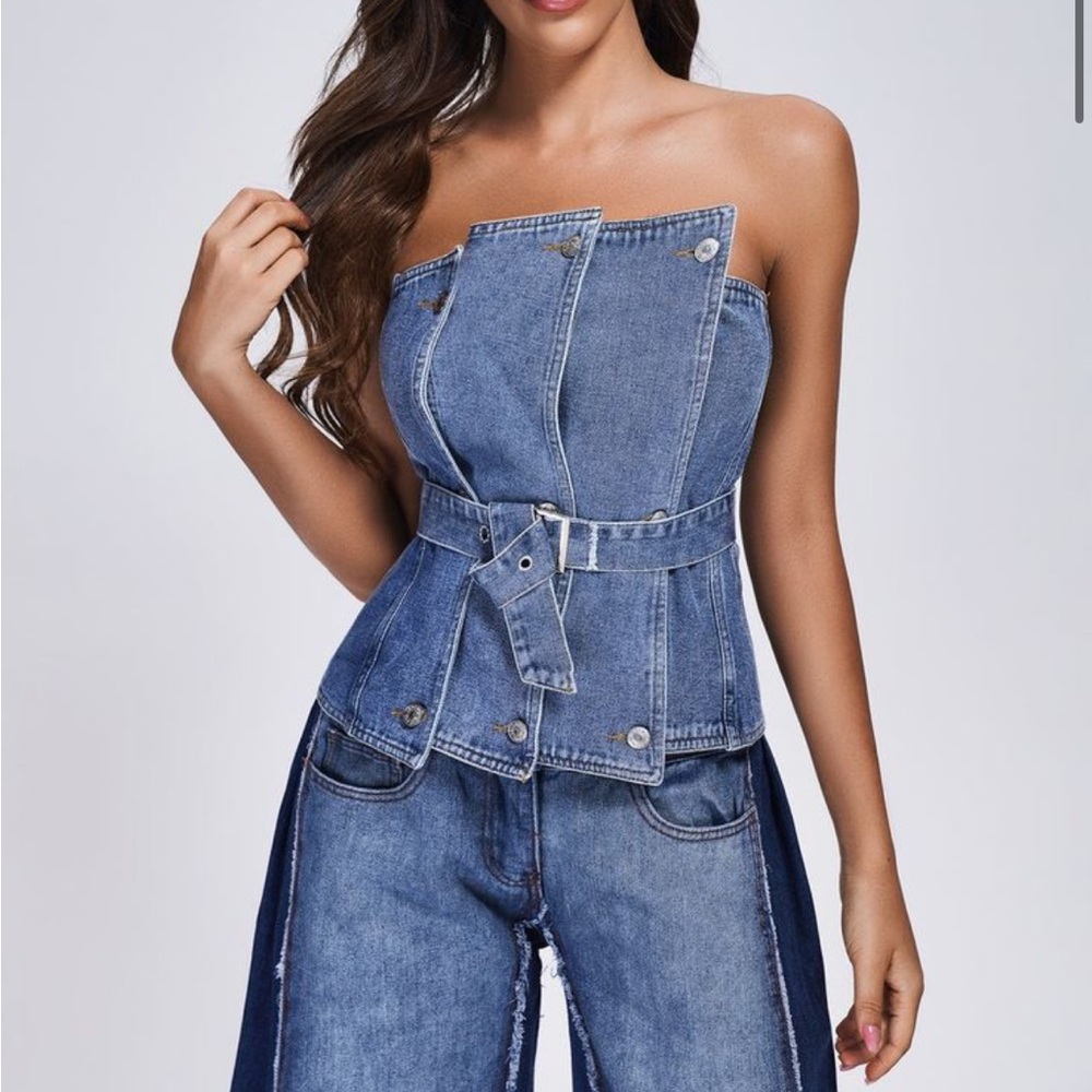 Denim Strapless Top (US L)